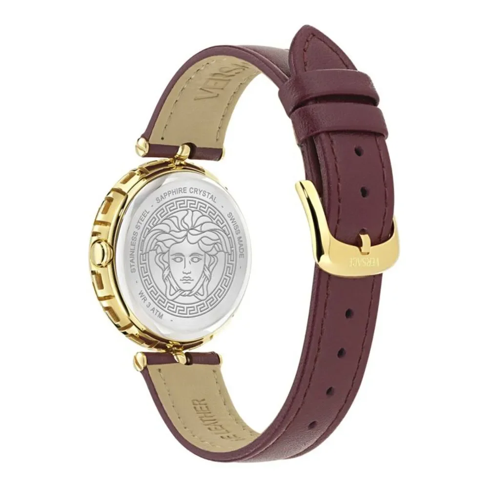 Versace Medusa Jewel Leather Watch Gold Womens